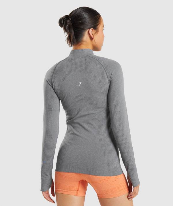 Damske Pulovre Gymshark Vital Seamless 2.0 1/2 Zip Siva | UI2508347